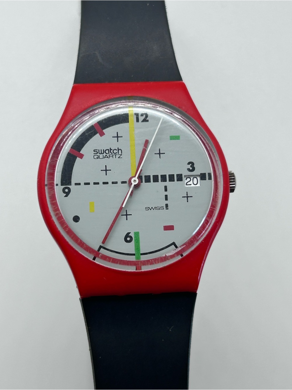 Vintage Swatch Red and Black Quartz Watch